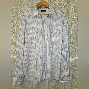 7 Diamomds Vintage Pearl Snap Western Button Down Mens Shirt XL